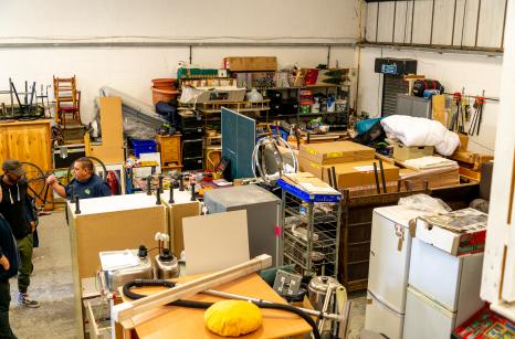 Volunteers working in the warehouse